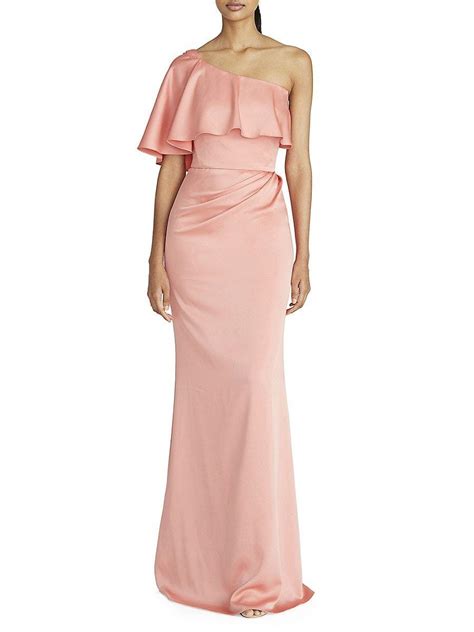 THEIA Carina One Shoulder Cape Gown In Pink Lyst