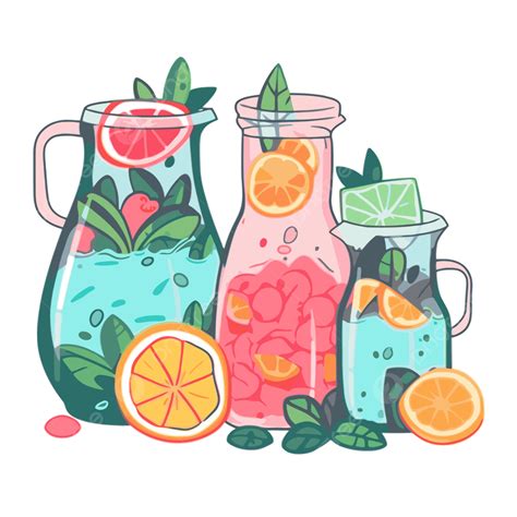 Aguas Frescas Vector PNG dibujos Pegatina Clipart Una Ilustración De