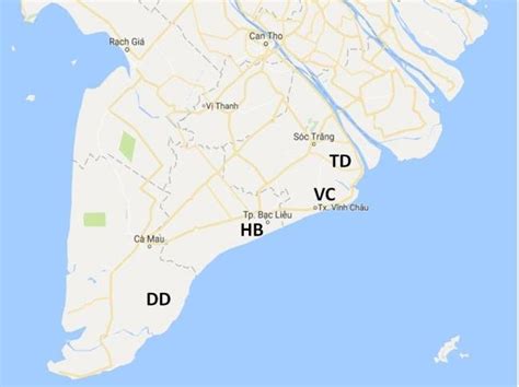 Four districts included in the study area. Note: DD = Dam Doi District ...