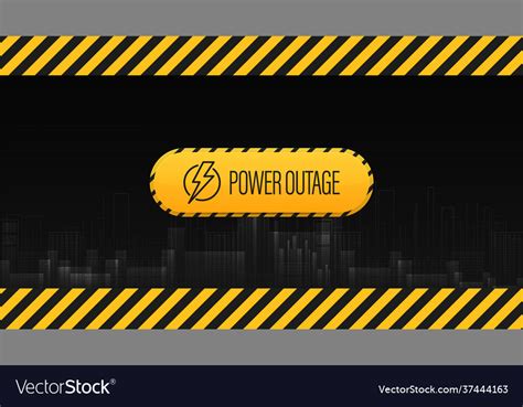 Power outage black and yellow poster with warning Vector Image