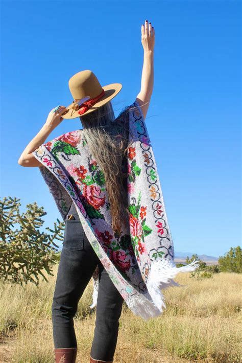 Vintage Hand Embroidered Mexican Poncho Gem