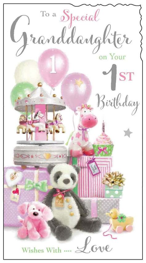 Granddaughter Age 1 1st Birthday Card Verse Luxury Card Made In UK