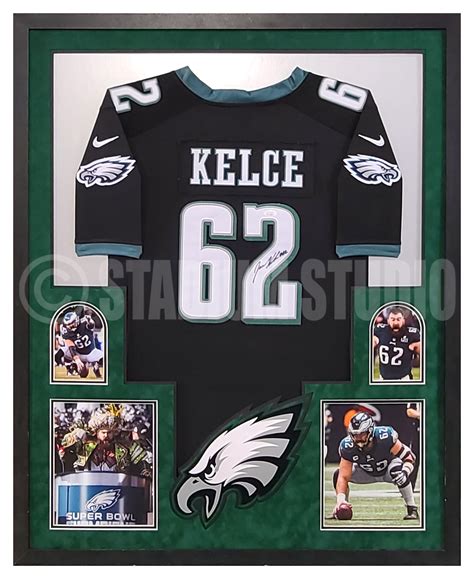 Jason Kelce Autographed Framed Eagles Black Jersey - The Stadium Studio