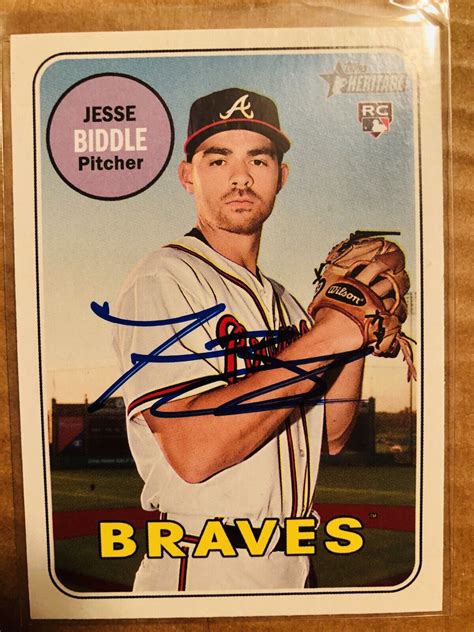 Topps Heritage Jesse Biddle Autographed Card Rc Atlanta