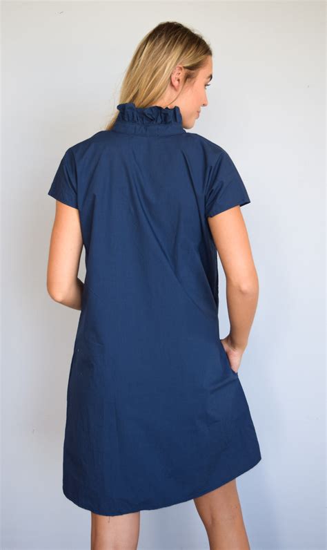 Vicki Short Sleeve Dress New Navy Poplin Neverawallflower