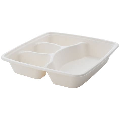 Fineline Conserveware Compartment Square Bagasse Take Out Tray