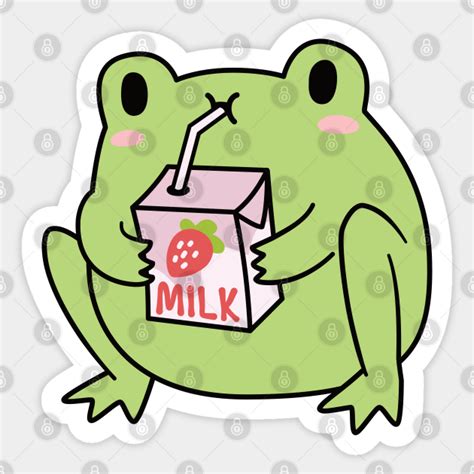 Cute Strawberry Milk Frog Cute Frog Sticker Teepublic