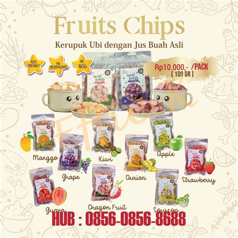 Jual Fruit Chips Kerupuk Ubi Buah Naga Anggur Kiwi Apel Durian