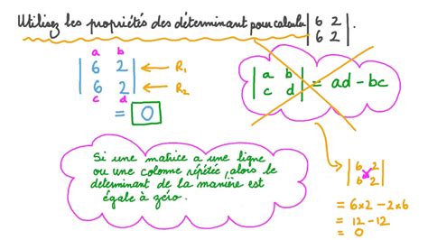 Vidéo Question Utiliser Les Propriétés Des Déterminants Pour Trouver