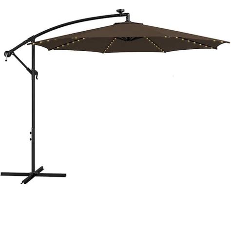 Gymax 10 Ft Cantilever Offset Patio Umbrella Solar Powered Umbrella