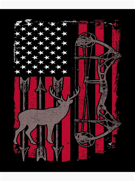 Deer Hunting Patriotic Bow Hunter American Flag Poster By Matt76c