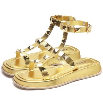 Sand Lia Plataforma Feminina Pir Mide Dubuy Fg Dourado Compre