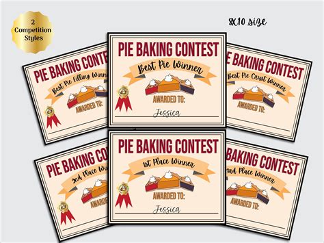 Pie Baking Contest Award Certificates Voting Ballots And Table Cards For