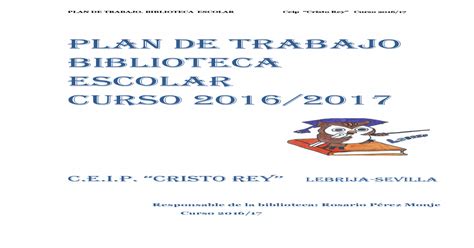 Plan De Trabajo Biblioteca Escolar Curso · Plan De Trabajo