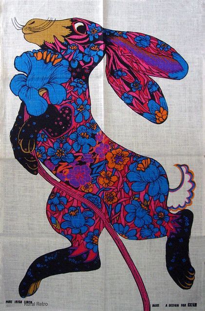 Vintage Oxfam Tea Towel Hare In 2024 Screen Printing Art Vintage