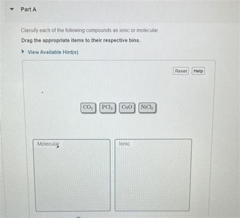 Solved Classify Each Of The Following Compounds As Ionic