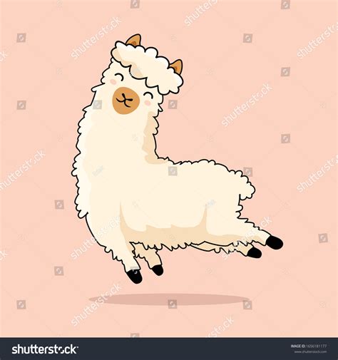 Jumping Llama Cartoon Cute Alpaca Stock Vector (Royalty Free ...