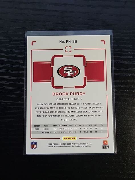 Panini Chronicles Photogenic Brock Purdy Rookie Ph Niners