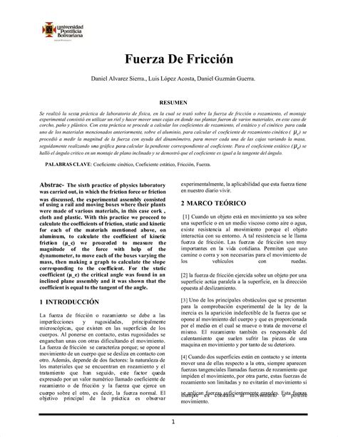 Pdf Informe De Laboratorio Fuerza De Friccion Compress Fuerza De