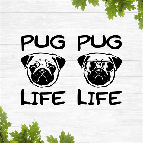 Pug Life Svg Pug Face Svg Cute Dog With Glasses Svg Funny Dog Svg Etsy