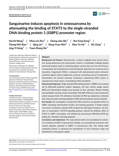 Sanguinarine Induces Apoptosis In Osteosarcoma By Attenuating The