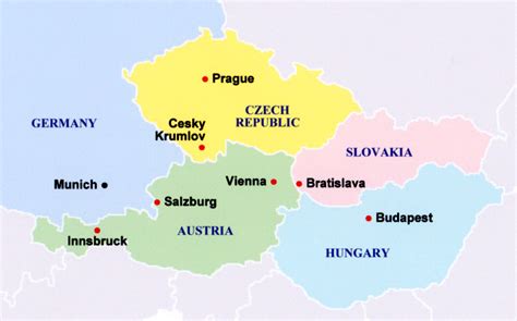 Map Of Austria Hungary And Czech Republic