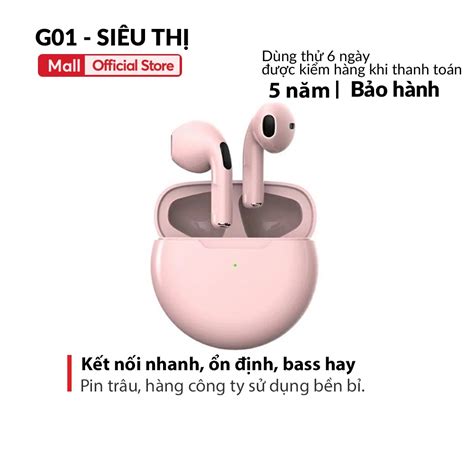 Tai nghe bluetooth tws Pro 6 G01 không dây mini âm thanh hifi cảm ứng