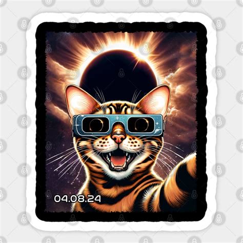 Solar Eclipse Bengal Adventure Chic Tee With Bengal Cats Watching