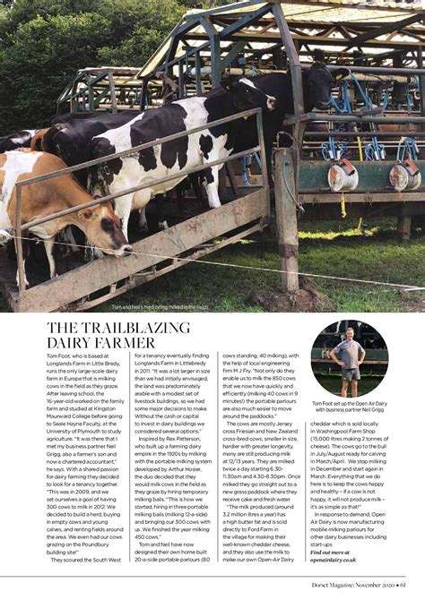 Discover Farming article in Dorset Magazine November 2021 – Discover