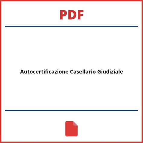 Autocertificazione Casellario Giudiziale Pdf