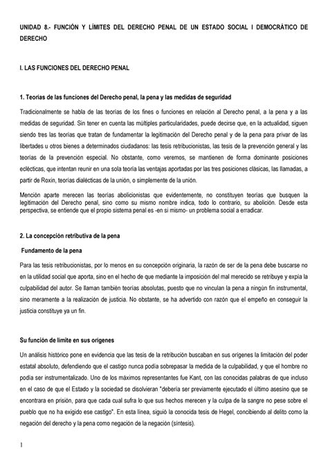 Unidad 2 Función Y Límites Del Derecho Penal Ud2 Unidad 8