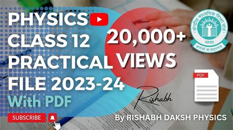 Physics Practical File 2022 23 Class 12 Cbse Board Practical File For