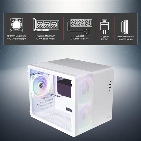 Apexgaming V300 Cube Micro Atx Gaming Case White Apexgaming Online