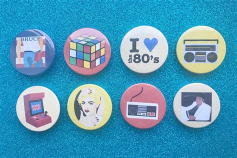 8 80s Pin Badges 80s Merchandise Retro Throwback 1980s Etsy Uk