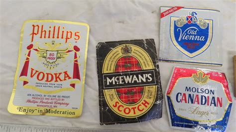 vintage liquor bottle labels + misc