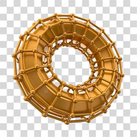 Círculo Dourado Forma Geométrica Elemento 3D PNG Transparente [download