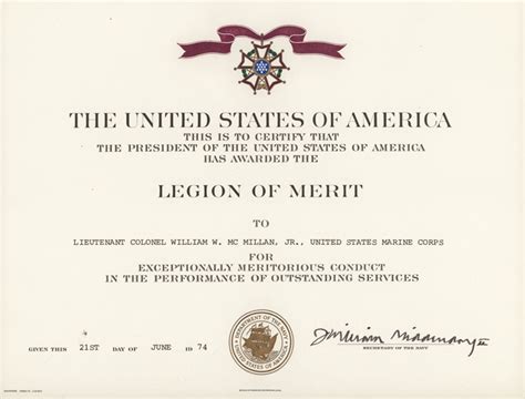 Certificate Of Commendation Usmc Template