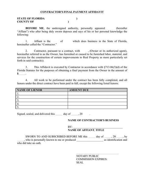 Contractor Affidavit Form Fill Out And Sign Printable Pdf Template