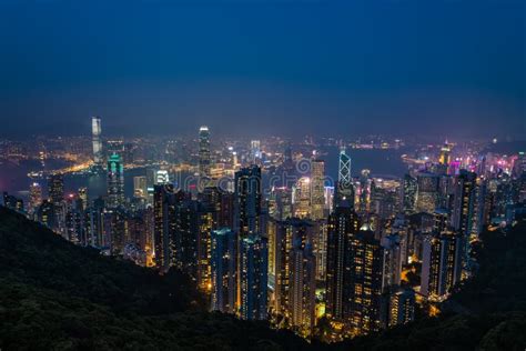 Aerial Night View of Hong Kong from Victoria Peak Editorial Stock Image ...