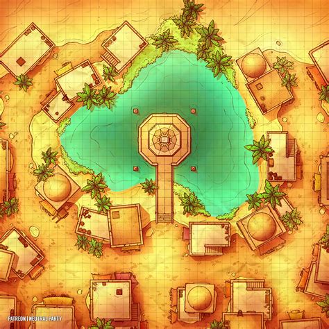 [oc][art] Oasis Shrine Battlemap R Dnd