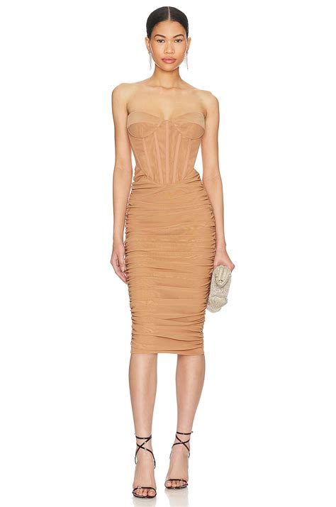 Bardot Lithium Mesh Midi Dress In Nude REVOLVE
