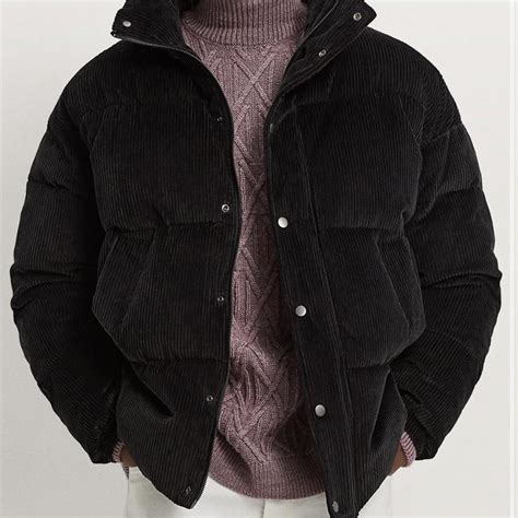 Zara Mens Corduroy Puffer Jacket Size Small Worn Depop