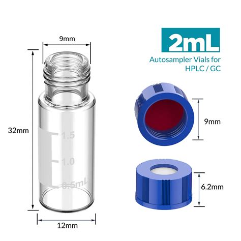 Autosampler Vials Membrane Solutions 2ml HPLC Vials 9 425 Lab Clear