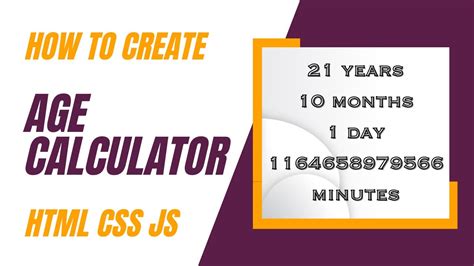 How To Create Age Calculator Using Html And Css Youtube