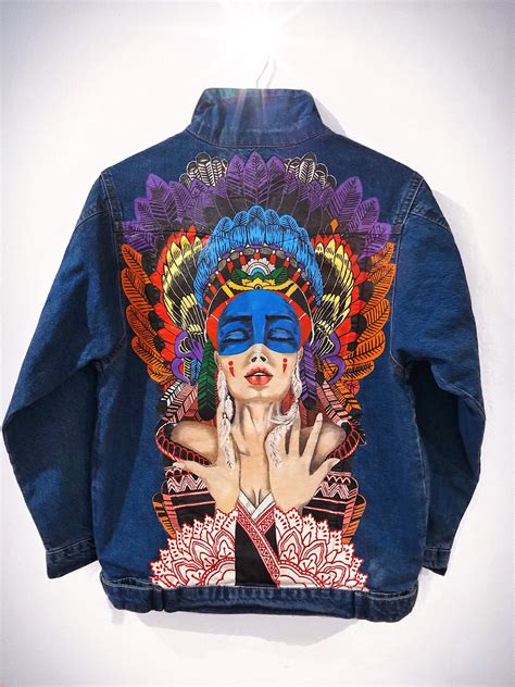 Hand Painted Denim Jacket Denim Jacket With Art T Custom Etsy