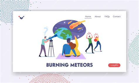 Premium Vector Characters Watching Meteorite Fall Landing Page