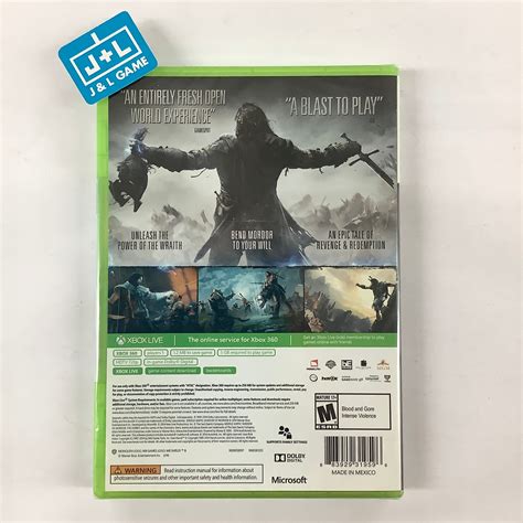 Middle-earth: Shadow of Mordor - Xbox 360 | J&L Game