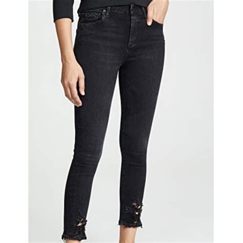 Agolde Jeans Agolde Black Distressed Sophie High Rise Skinny Crop