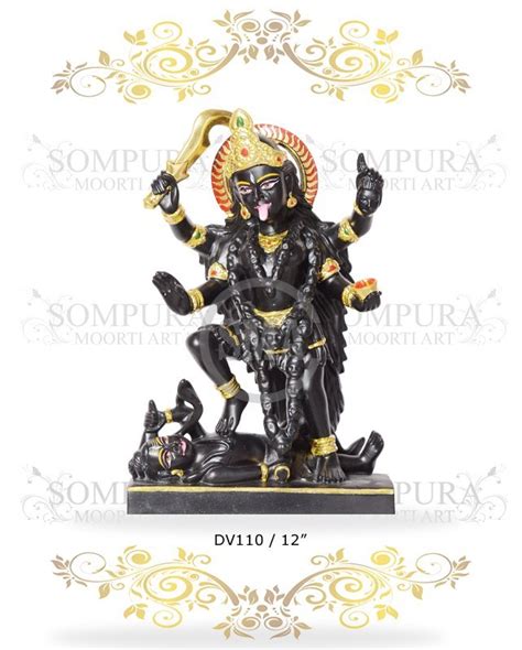 Traditional Hindu Black Marble Mahakali Statue For Worship Size 1