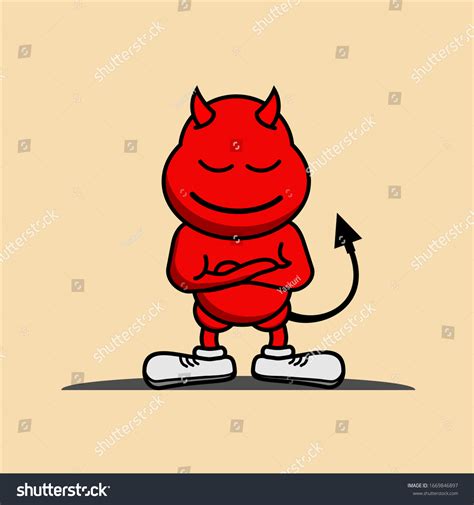 Cute Red Devil Character Vector Illustration Stock Vector Royalty Free